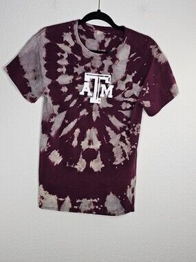 Texas A&M Tie Dye Maroon Gray Unisex Tshirt XS